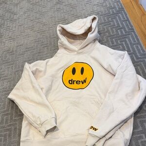DREW Cream Hoodie with Yellow Emblem -  Small (REAL HOODIE)